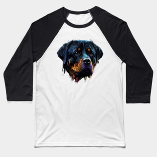 Rottweiler Dog Face Watercolor Colorful Art Hand Drawn Baseball T-Shirt